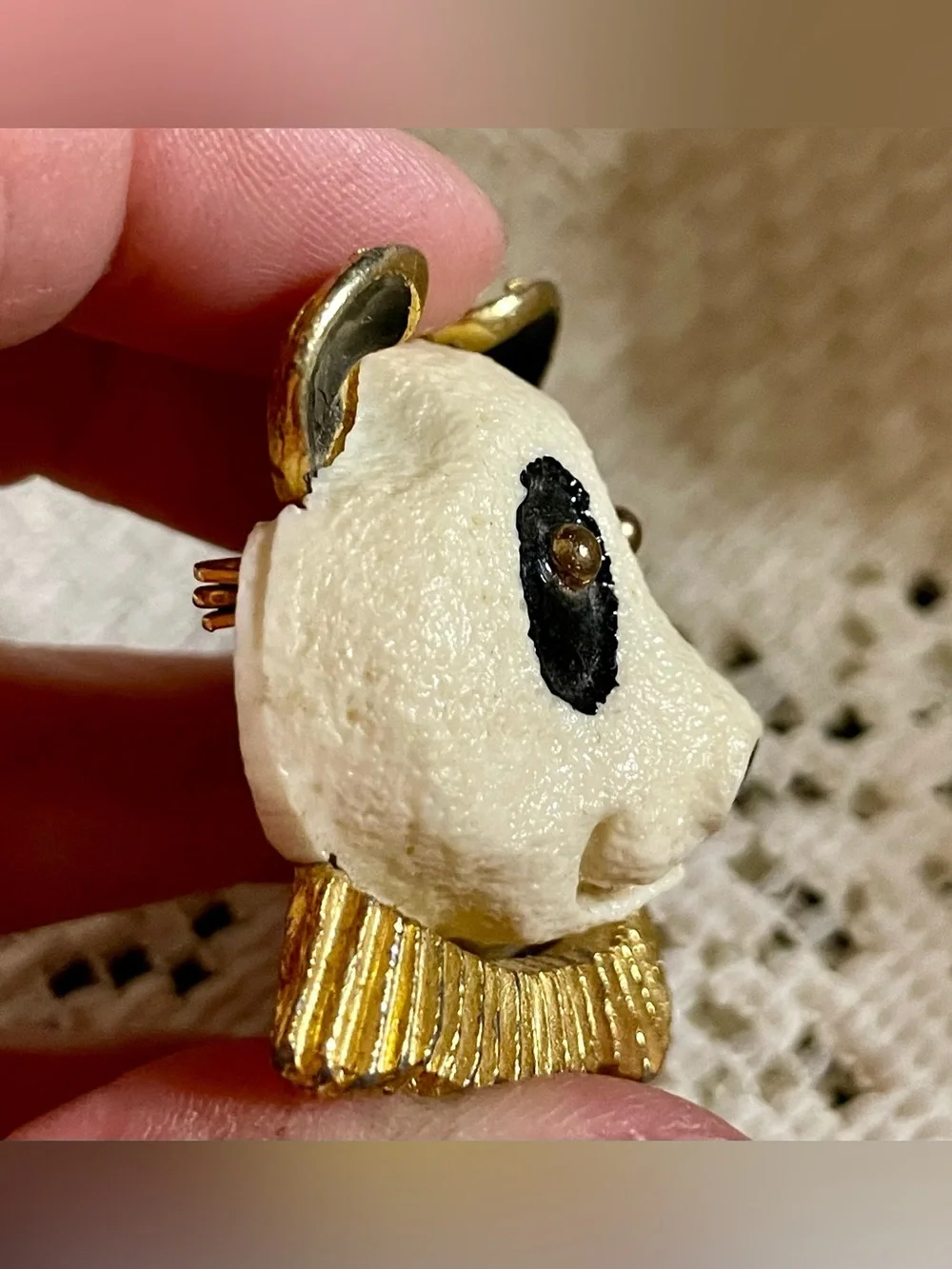 Luca Razza Panda Bear Brooch Pin-1970’s Rare Mod Jewelry